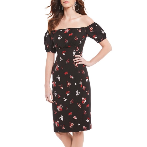 Gianni Bini Dresses & Skirts - Gianni Bini Stefi Black Floral Sheath Dress 4 NWT